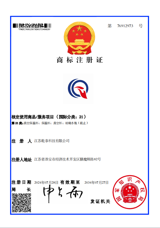 Trademark registration certificate